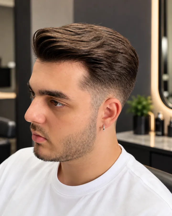 Low fade kesim ve geriye taranmış saç
